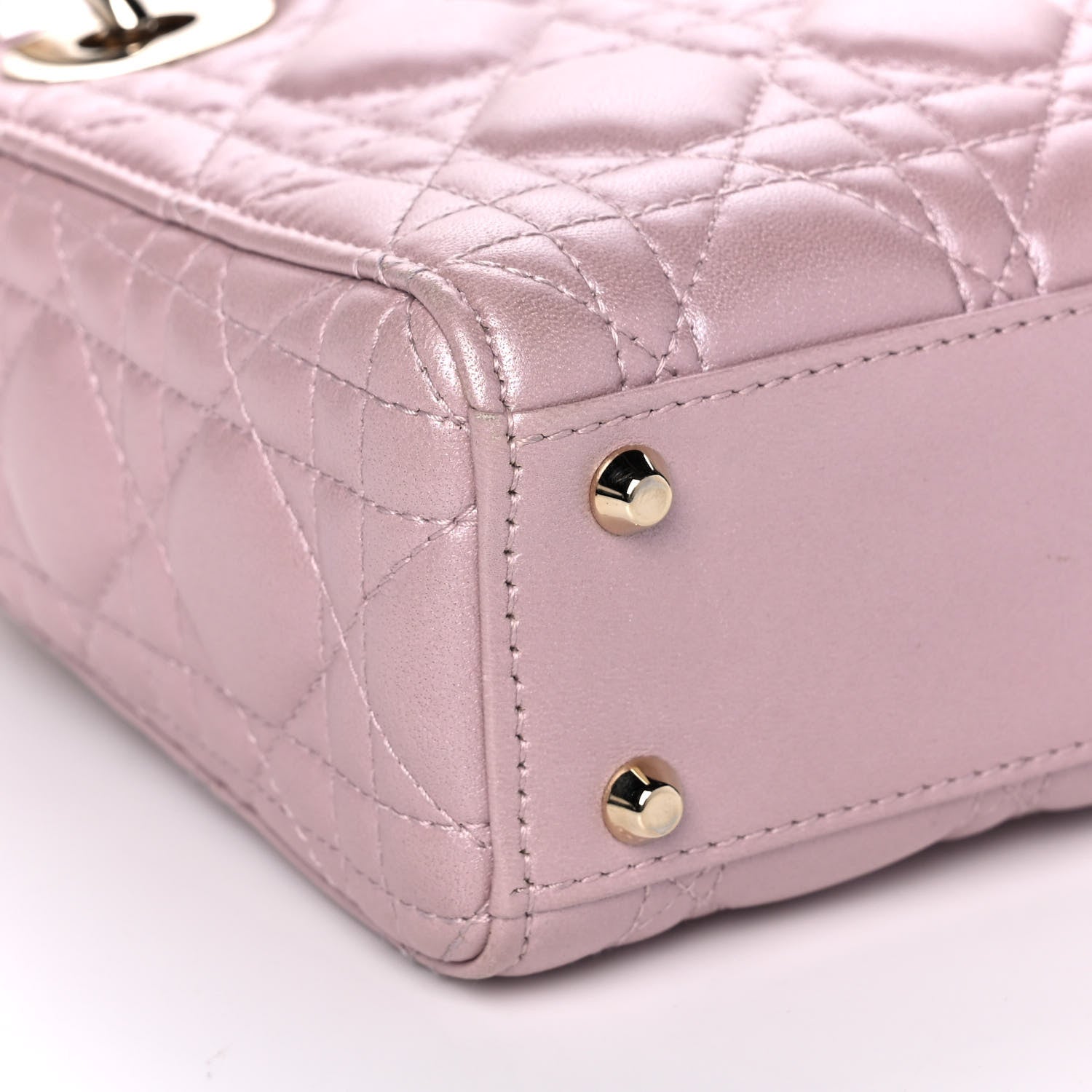 Christian Dior Metallic Lambskin Cannage Mini Lady Dior Lotus 10 of 15