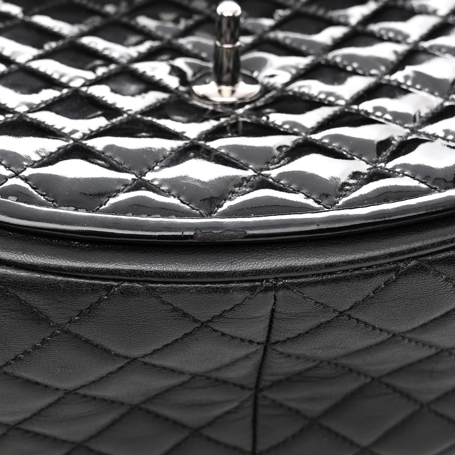 Chanel Lambskin Patent Classic Twist Crescent Flap Bag Black 10 of 10