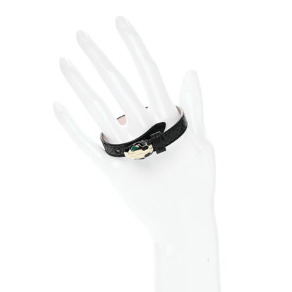 Bulgari Karung Snakeskin Malachite Serpenti Forever Bracelet S Black 2 of 5