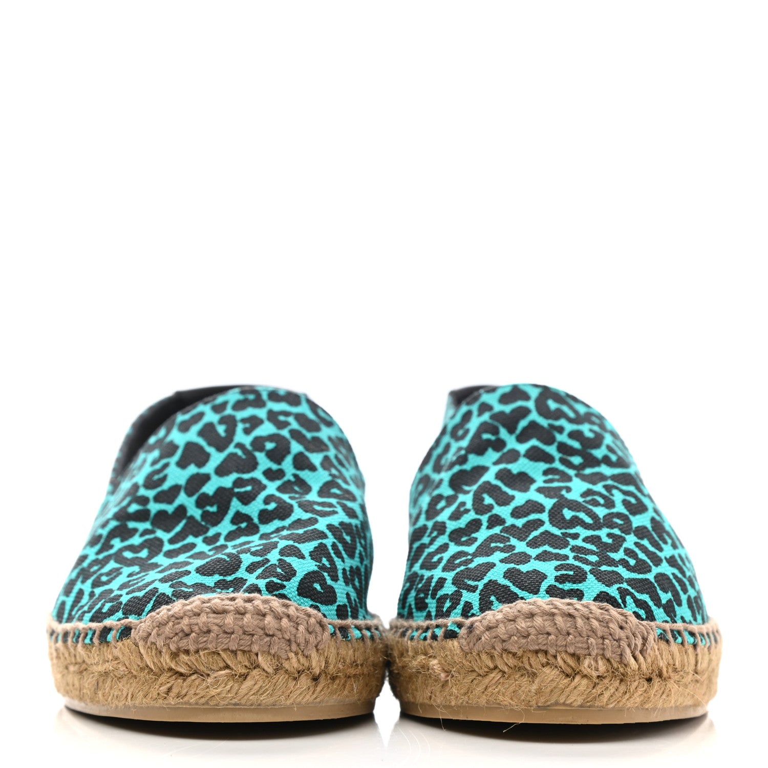 Saint Laurent Canvas Leopard Print Espadrilles 36 Aqua Black 2 of 9
