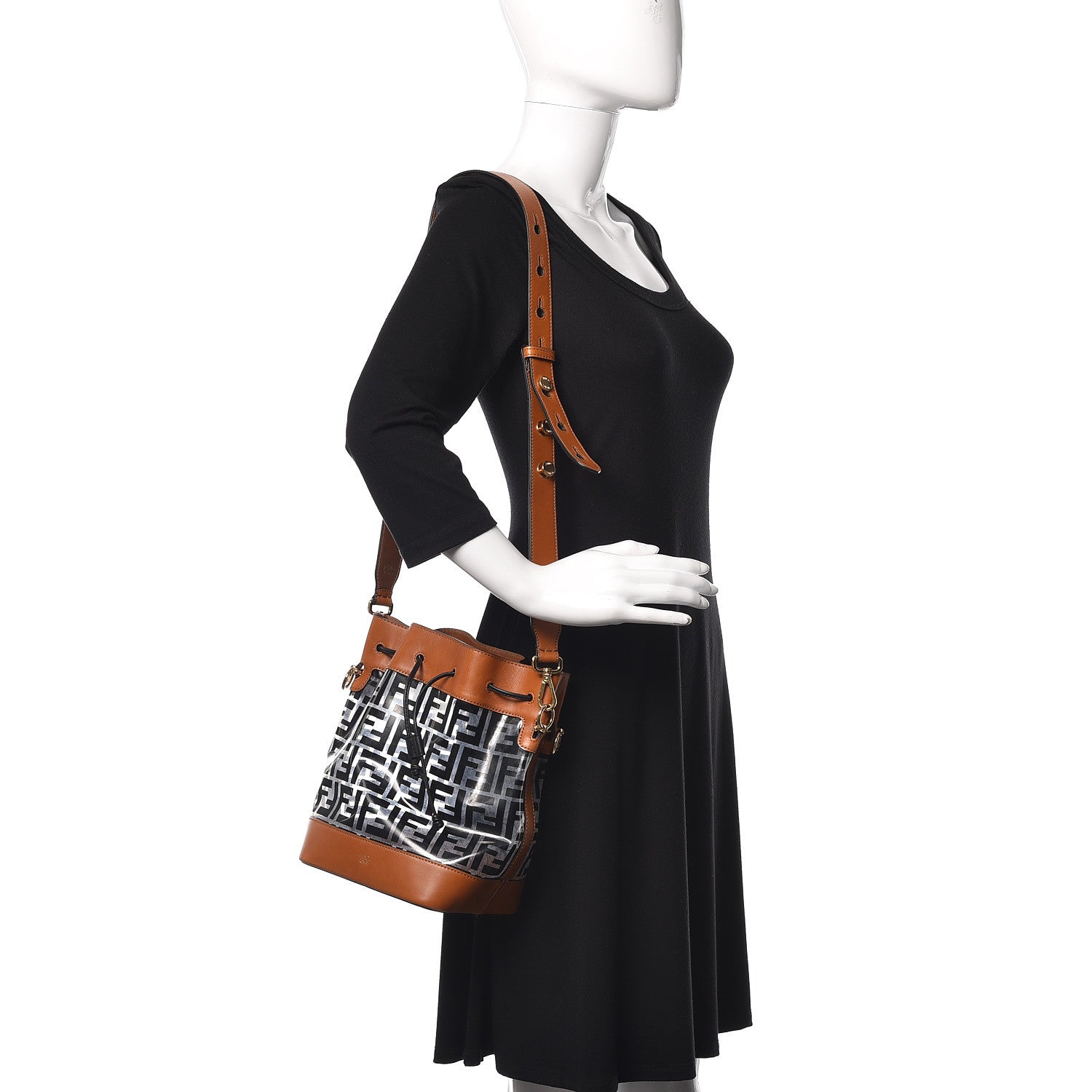Fendi TPU FF Vitello Aura F is Fendi Grande Mon Tresor Bucket Bag Black Cuoio 2 of 11