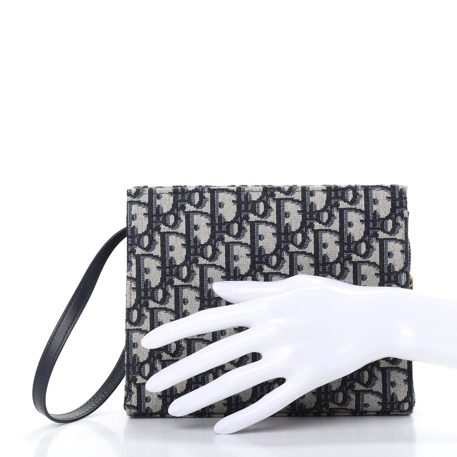 Christian Dior Oblique Zipped Pouch Clutch Blue 2 of 8