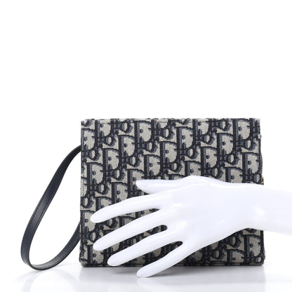 Christian Dior Oblique Zipped Pouch Clutch Blue 2 of 8