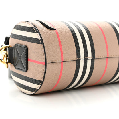 Burberry E-Canvas Calfskin Stripe Icon Barrel Bag Archive Beige 9 of 10