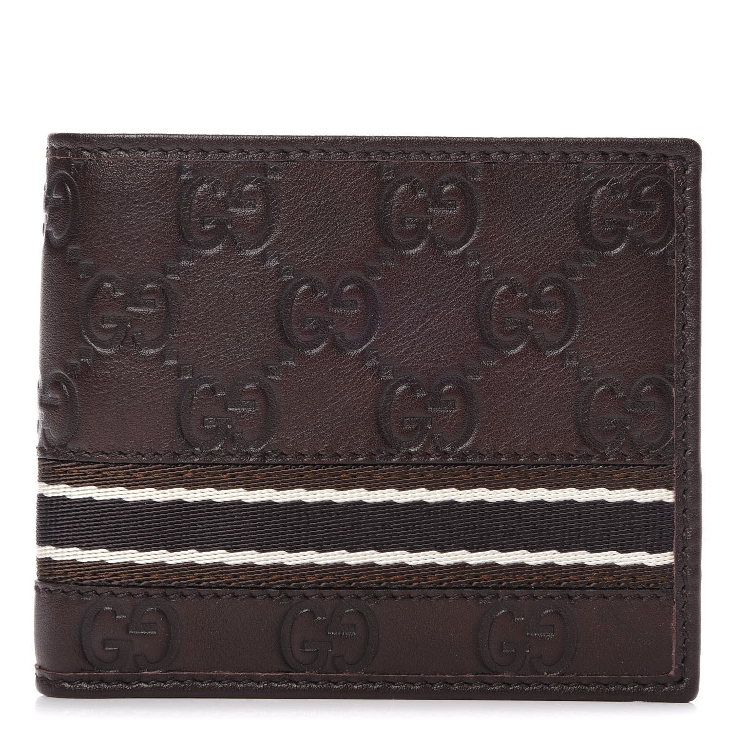 Gucci Guccissima Web Bi-fold Wallet Dark Brown 1 of 7