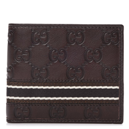 Gucci Guccissima Web Bi-fold Wallet Dark Brown 1 of 7