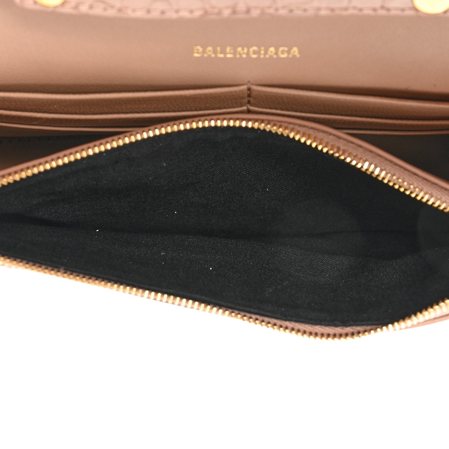 Shiny Calfskin Crocodile Embossed Hourglass Chain Bag Nude Beige