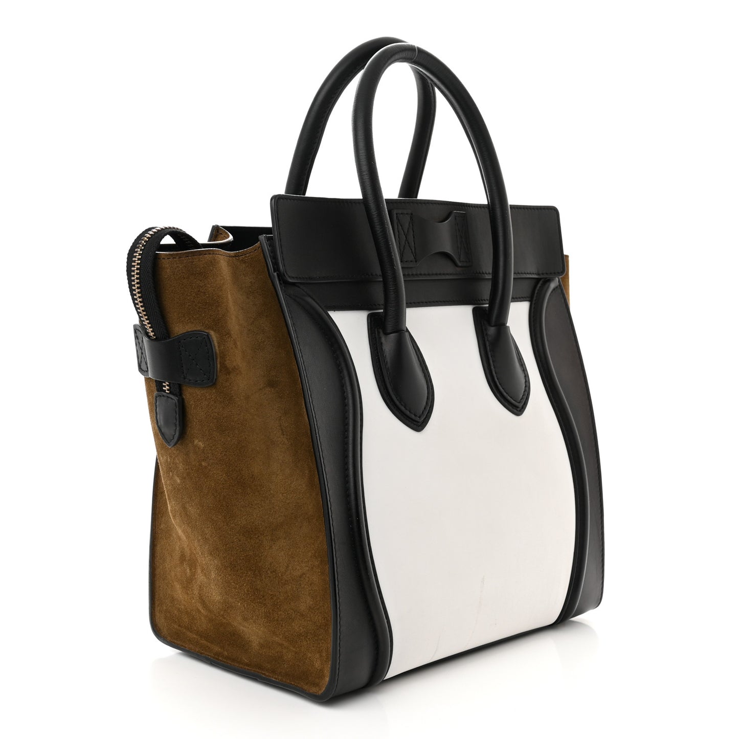 Smooth Calfskin Suede Mini Tri-Color Luggage White