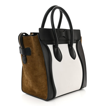 Celine Smooth Calfskin Suede Mini Tri-Color Luggage White 3 of 12