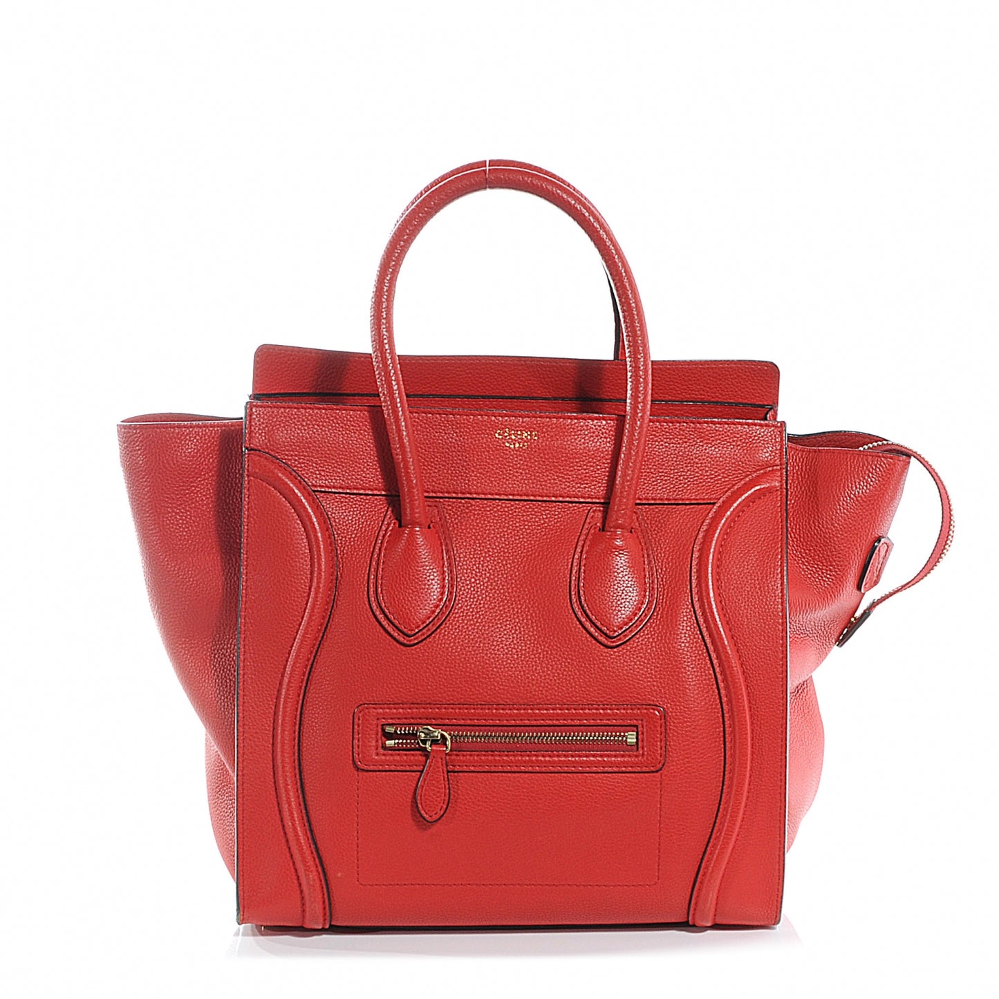 Pebbled Leather Mini Luggage Coquelicot