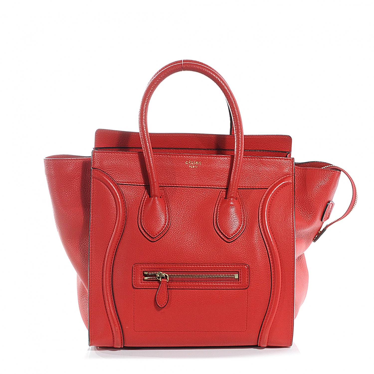 Celine Pebbled Leather Mini Luggage Coquelicot 1 of 9