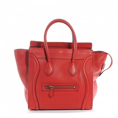 Celine Pebbled Leather Mini Luggage Coquelicot 1 of 9