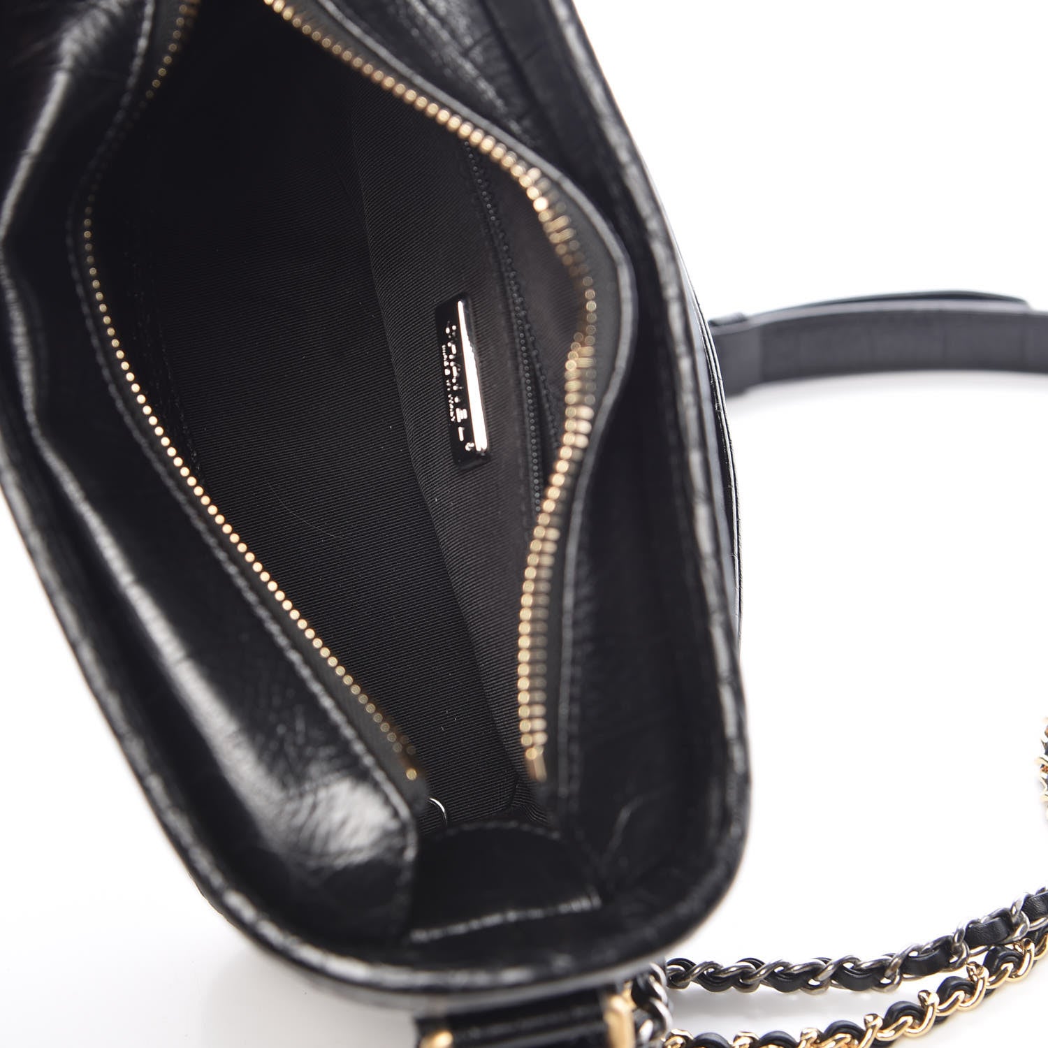 Chanel Calfskin Crocodile Embossed Small Gabrielle Cocodile Hobo Black 6 of 12