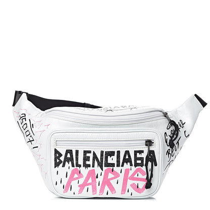 Balenciaga Agneau Arena Graffiti All Over Explorer Belt Bag White Multicolor 1 of 10