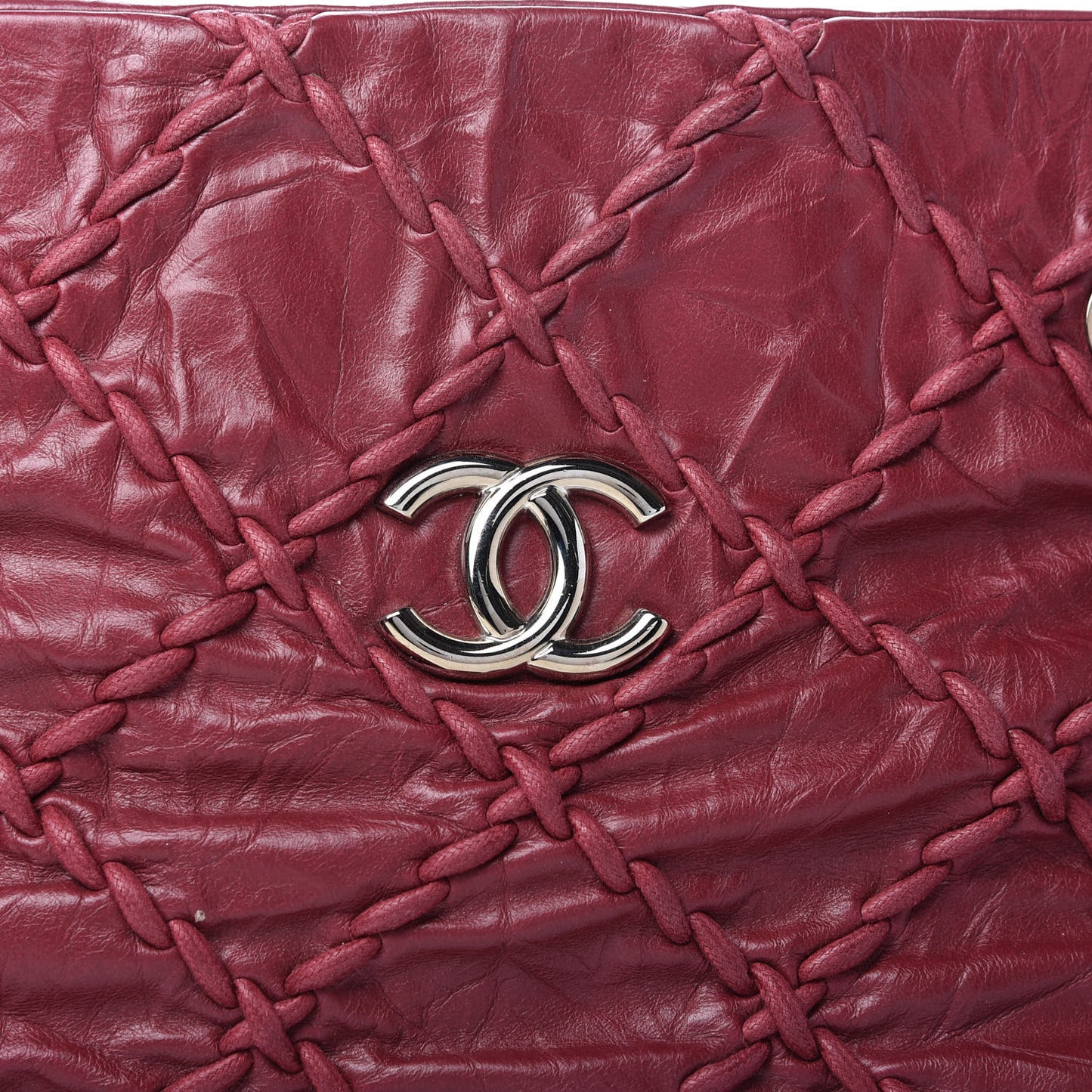 Calfskin Ultra Stitch Tote Dark Red