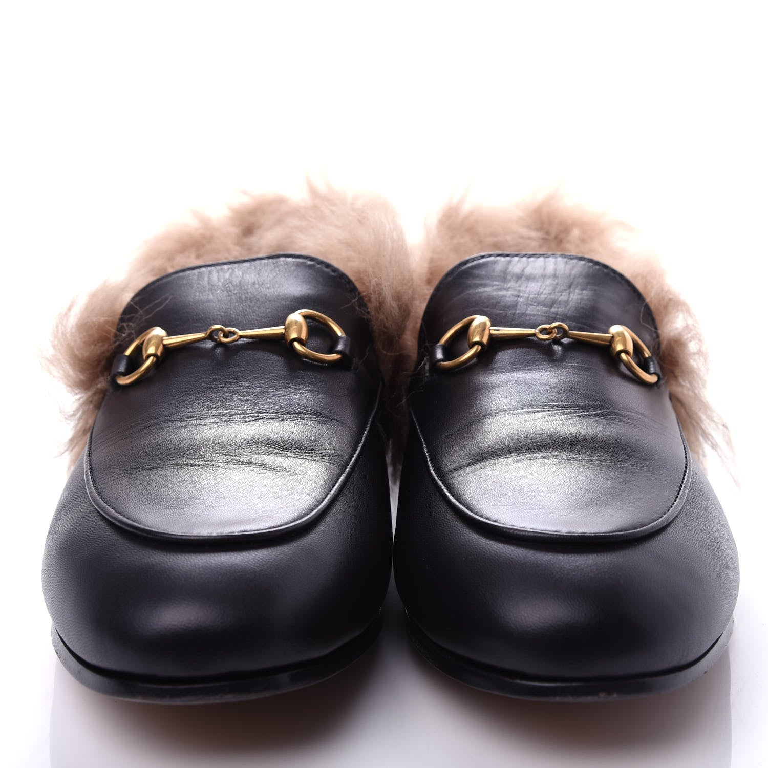 Gucci Malaga Kid Fur Womens Jordaan Loafers 39 Black Natural 5 of 10