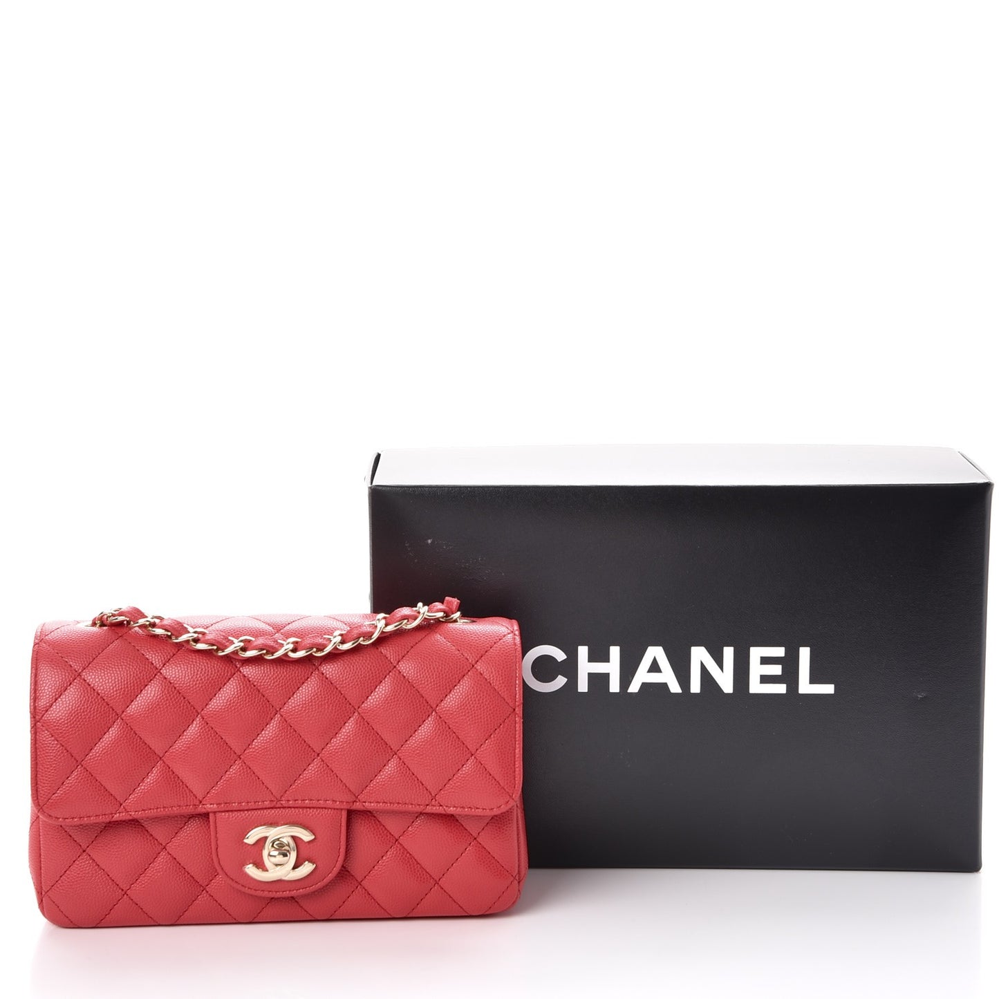Caviar Quilted Mini Rectangular Flap Dark Pink