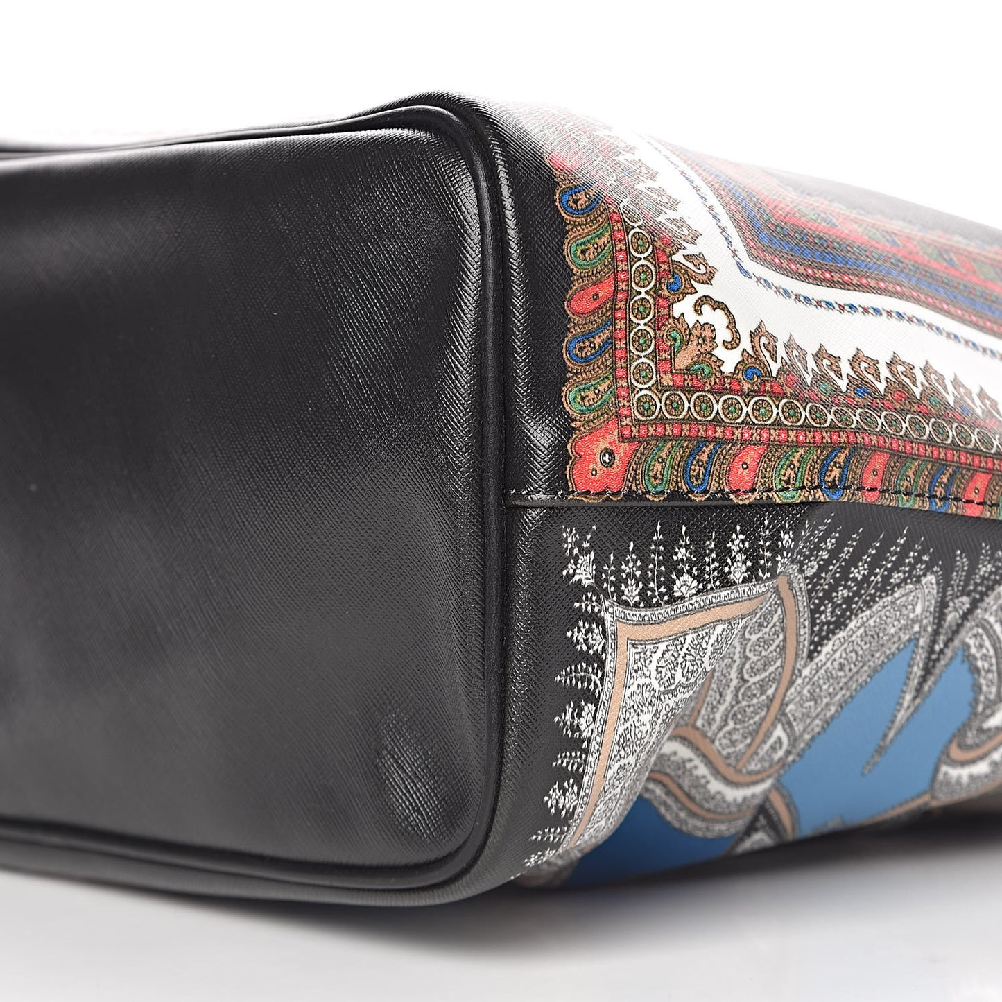 Textured Coated Canvas Medium Scarf Print Antigona Tote Black