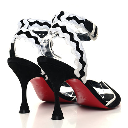 Christian Louboutin Veau Velours Corolobessa 85 Sandals 38.5 Black White 4 of 7