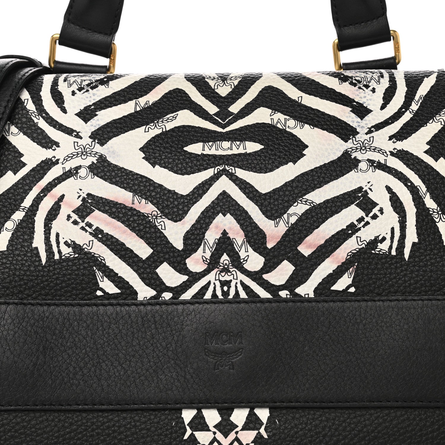 MCM Striped Visetos Funky Zebra Stud Keana Boston Black Blue 8 of 11