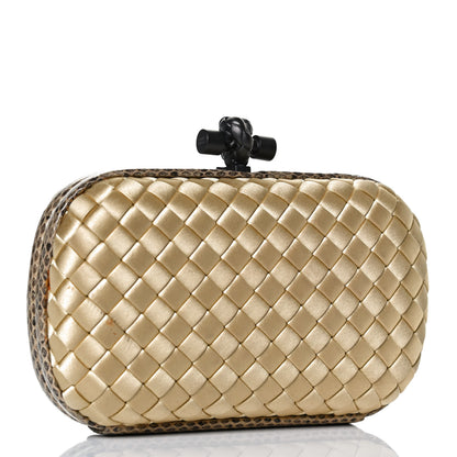 Bottega Veneta Satin Intreccio Impero Ayers Knot Clutch Camel 3 of 11