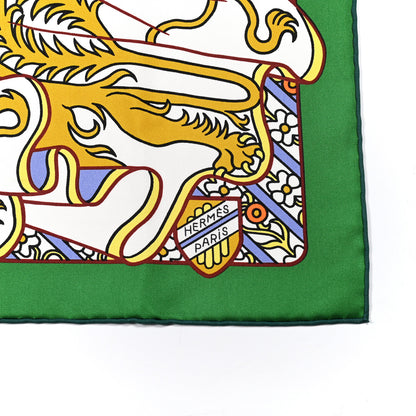Hermes Silk Duels Oniriques Scarf 90 Emeraude Bleu Vif 4 of 6
