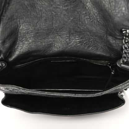 Saint Laurent Crinkled Calfskin Matelasse Monogram Medium Niki Chain Satchel Black 5 of 9