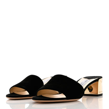 Jimmy Choo Suede Joni Slide Sandals 38 Black 2 of 9