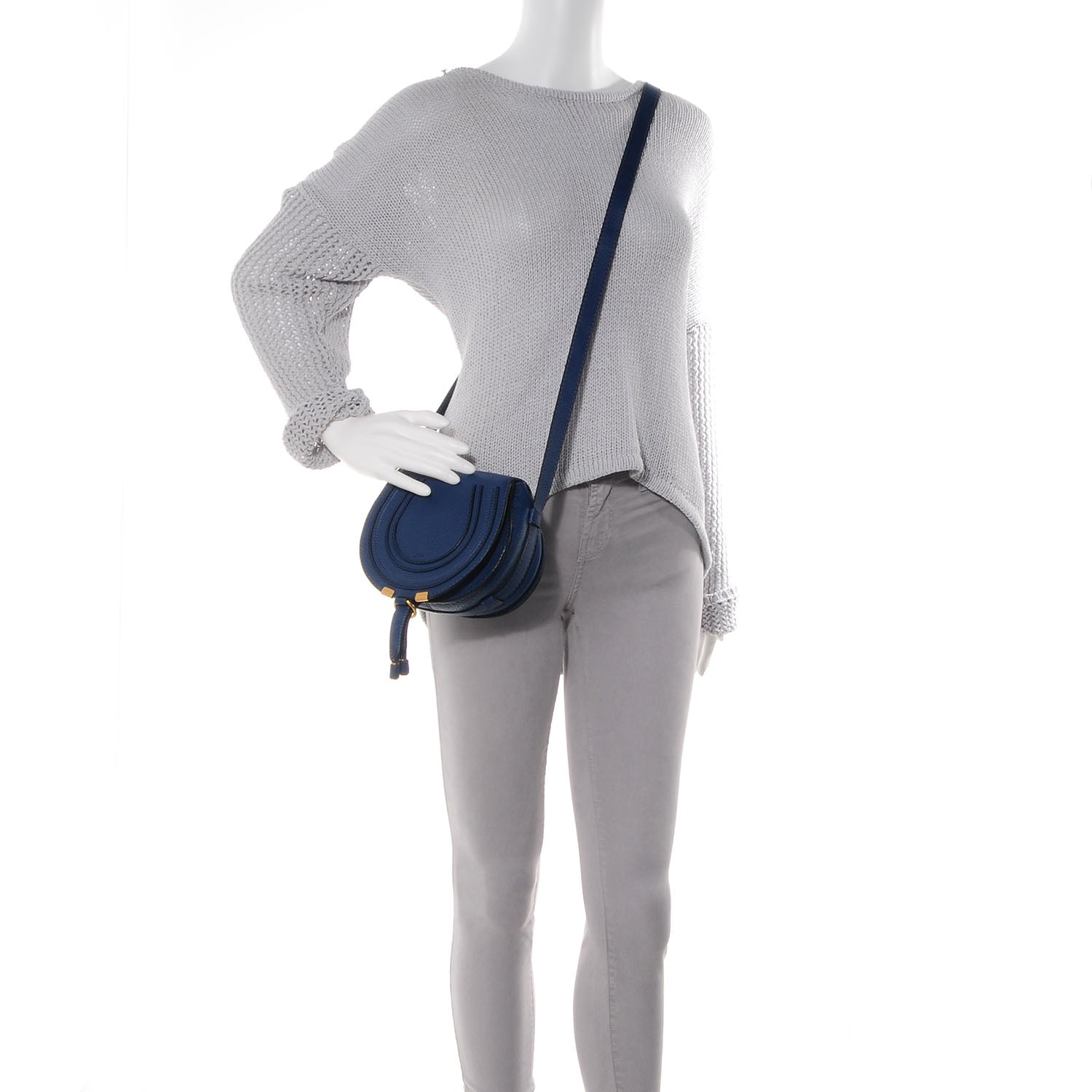 Chloe Calfskin Mini Marcie Round Crossbody Bag Royal Navy 2 of 10