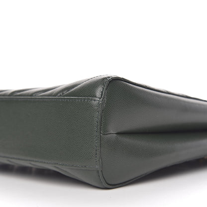 Saint Laurent Grain de Poudre Matelasse Chevron Medium Tribeca Shopping Bag Vert Fonce 12 of 13