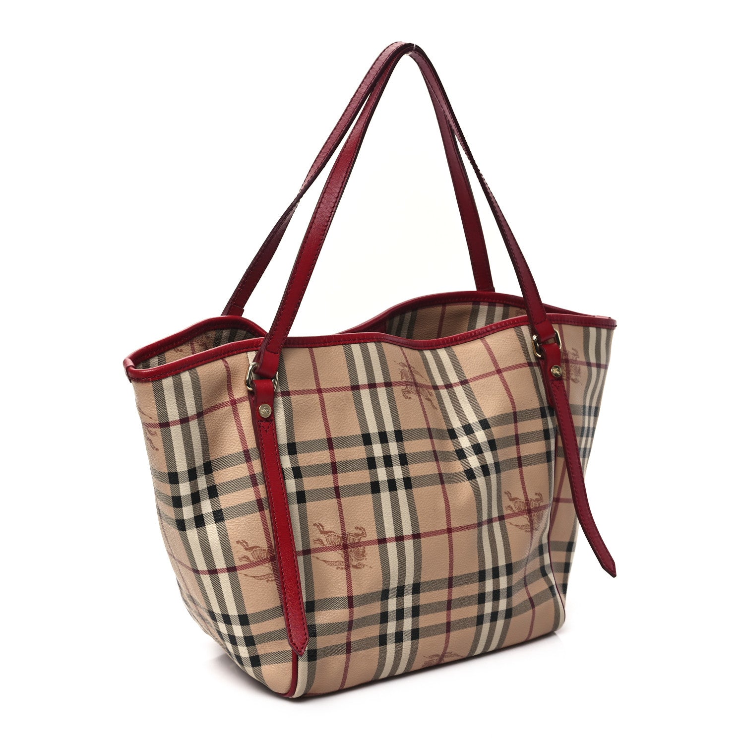 Burberry Haymarket Check Small Canterbury Tote Military Red 3 of 14
