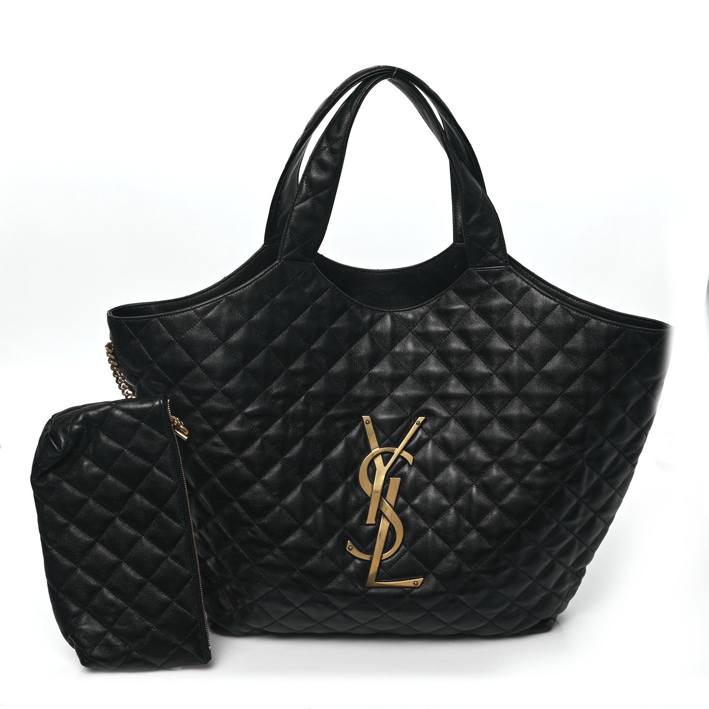 Lambskin Quilted Maxi Icare Shopping Tote Black