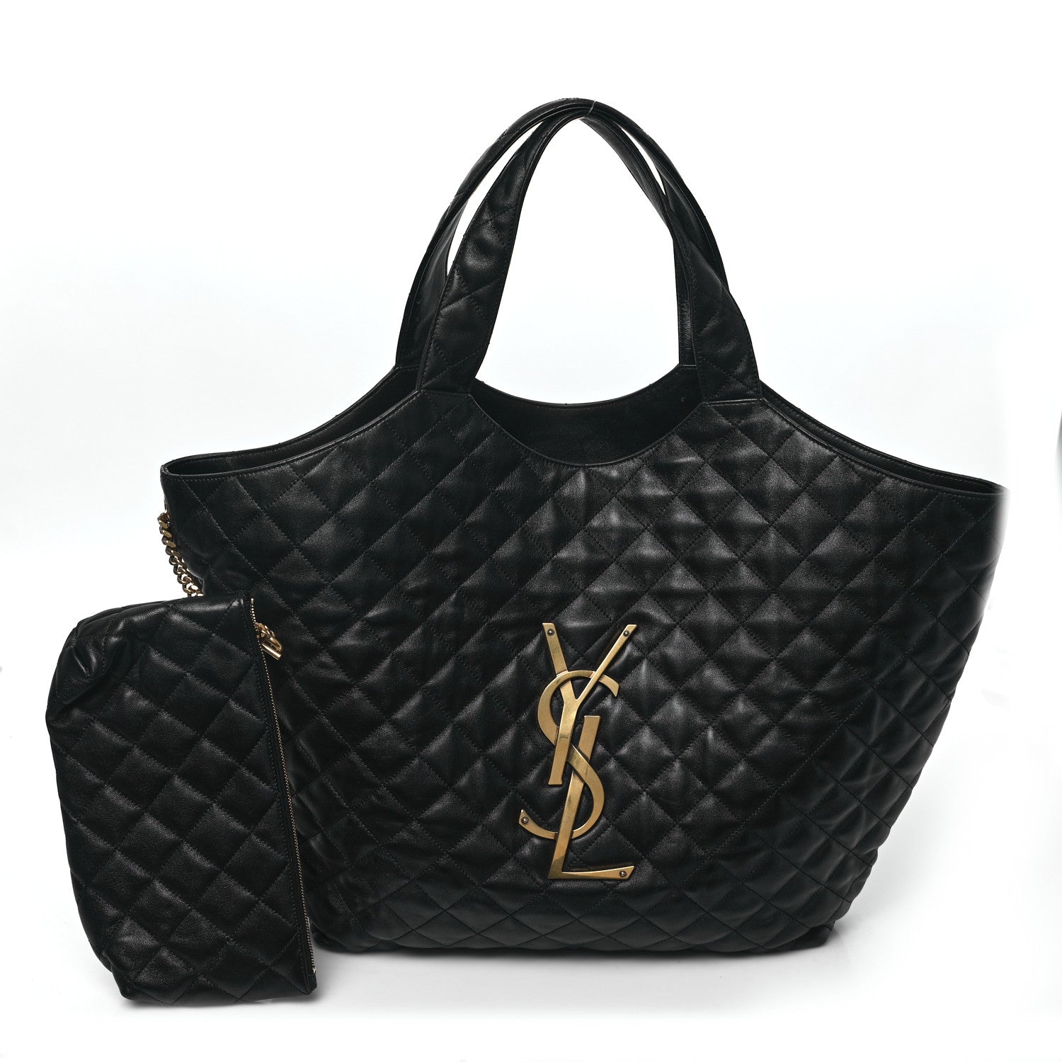 Saint Laurent Lambskin Quilted Maxi Icare Shopping Tote Black 3 of 13