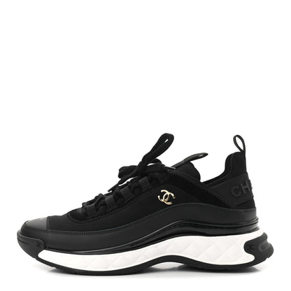 Chanel Velvet Calfskin Mixed Fibers CC Sneakers 40 Black 1 of 9