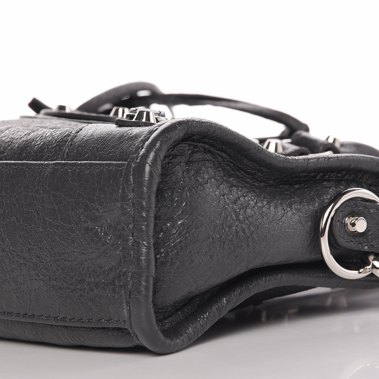 Agneau Classic Silver Hardware Nano City Gris Fossile