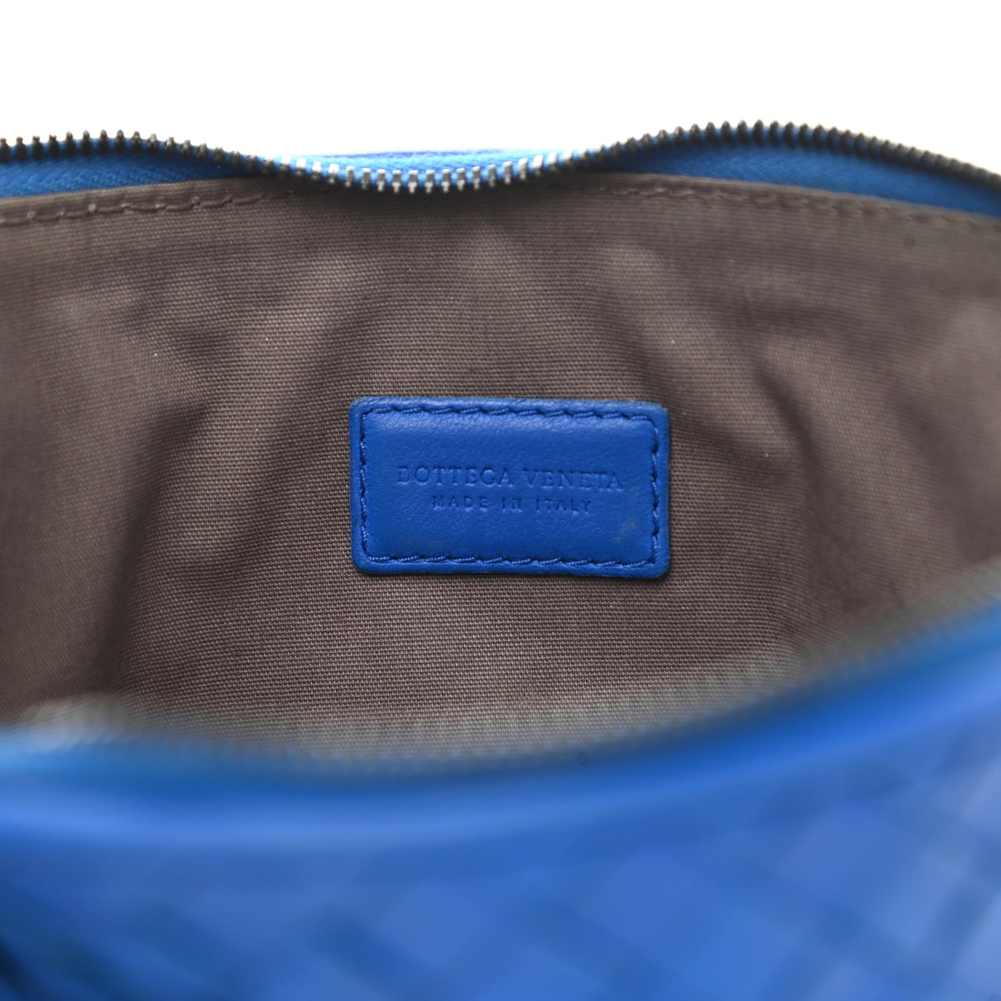 Nappa Intrecciato Small Cosmetic Pouch Signal Blue