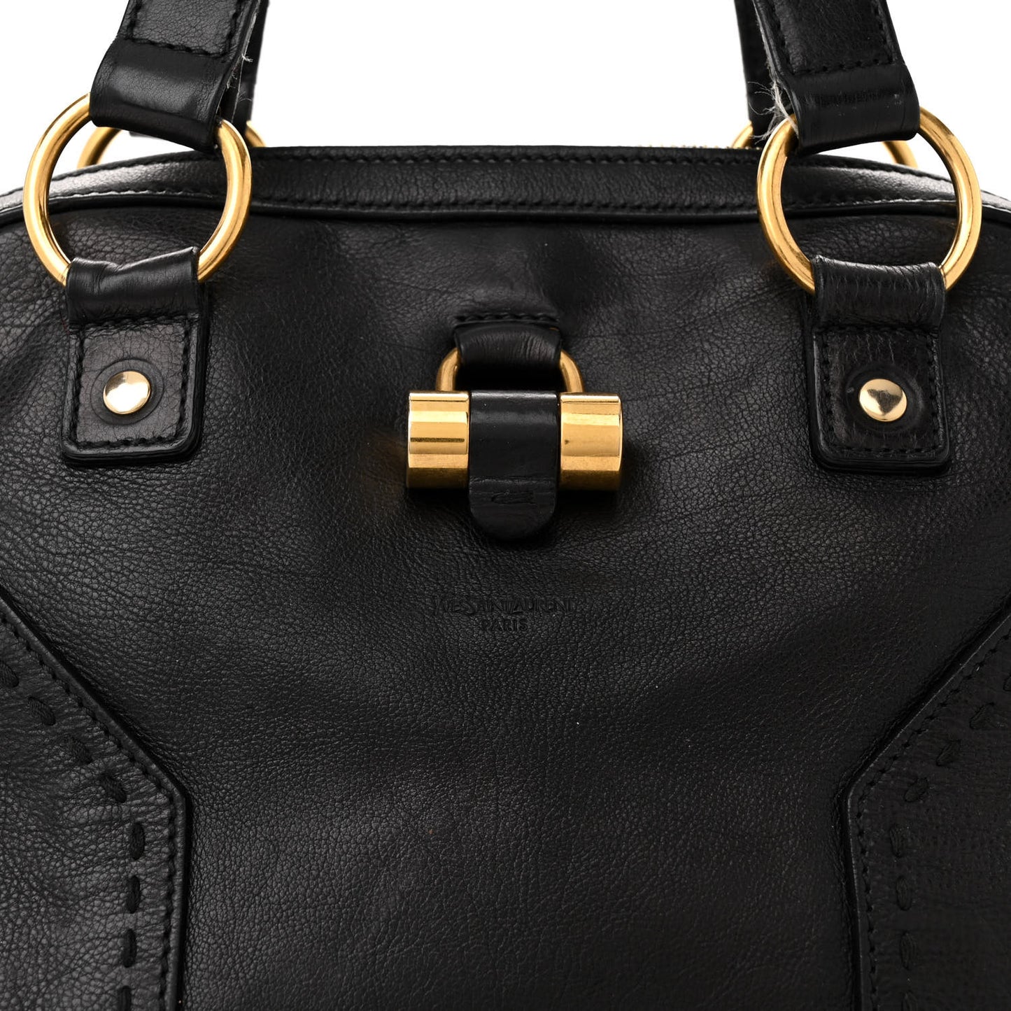 Textured Patent Calfskin Large Muse Black