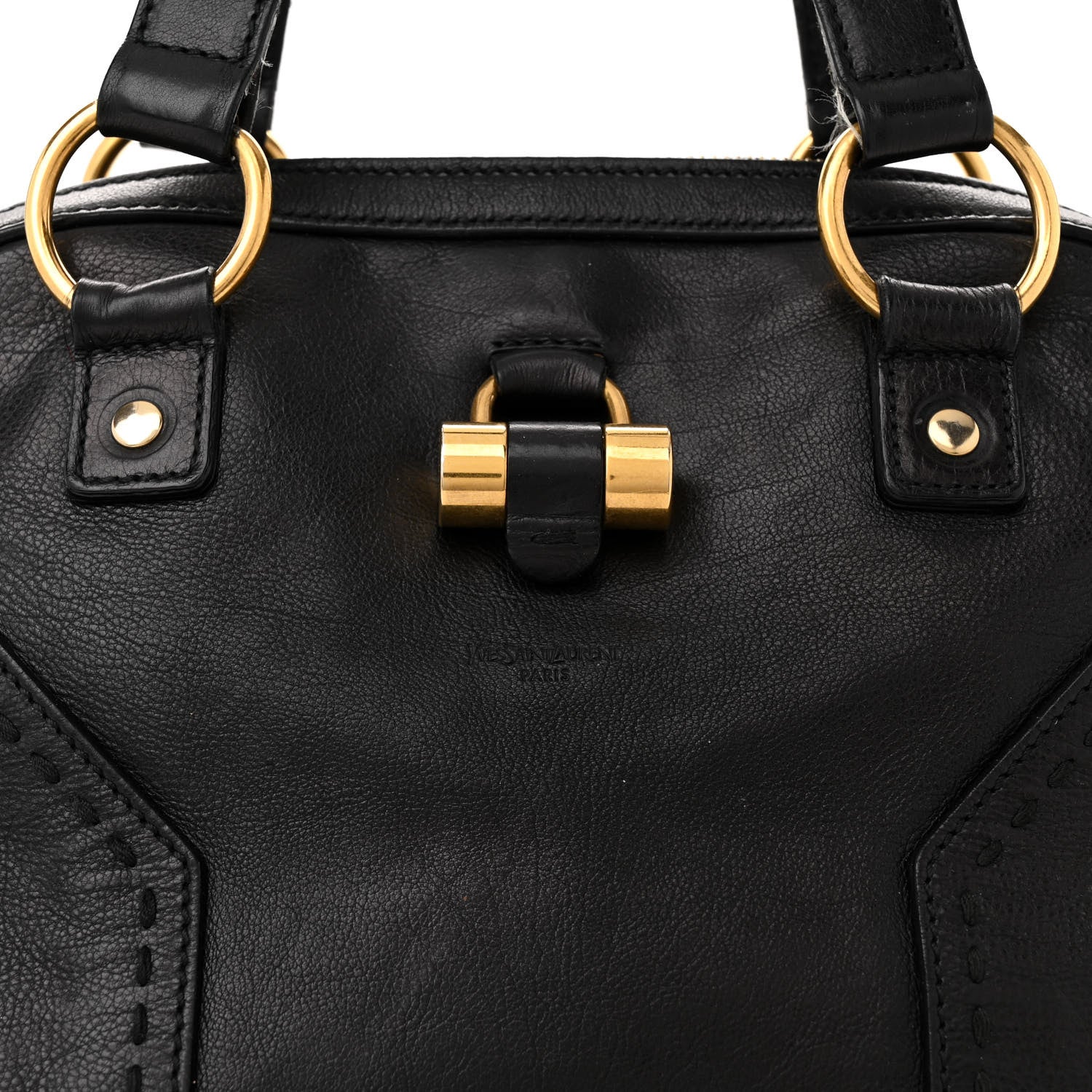 Saint Laurent Textured Patent Calfskin Large Muse Black 8 of 13