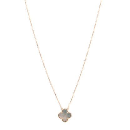 Van Cleef & Arpels 18K Rose Gold Gray Mother of Pearl Vintage Alhambra Pendant Necklace 1 of 5