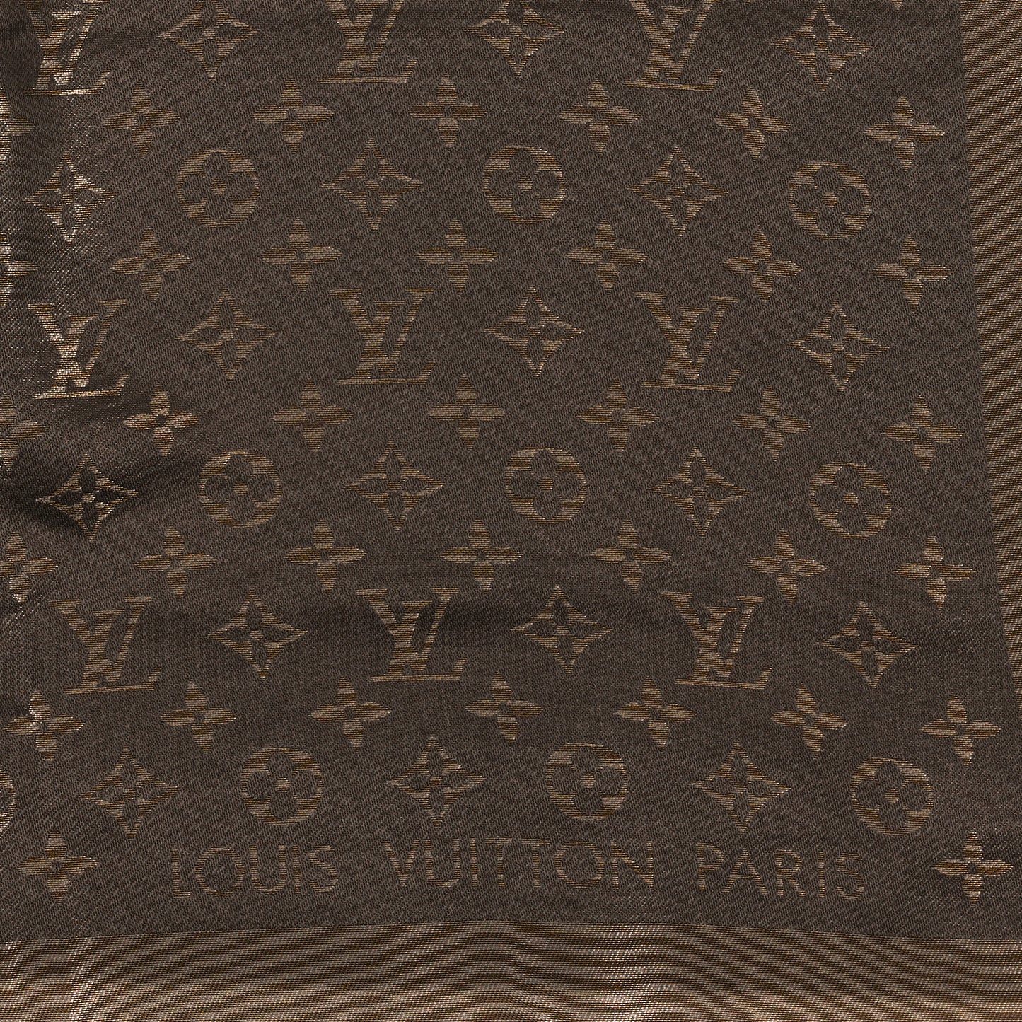 Silk Lurex Wool Monogram Shine Shawl Marron