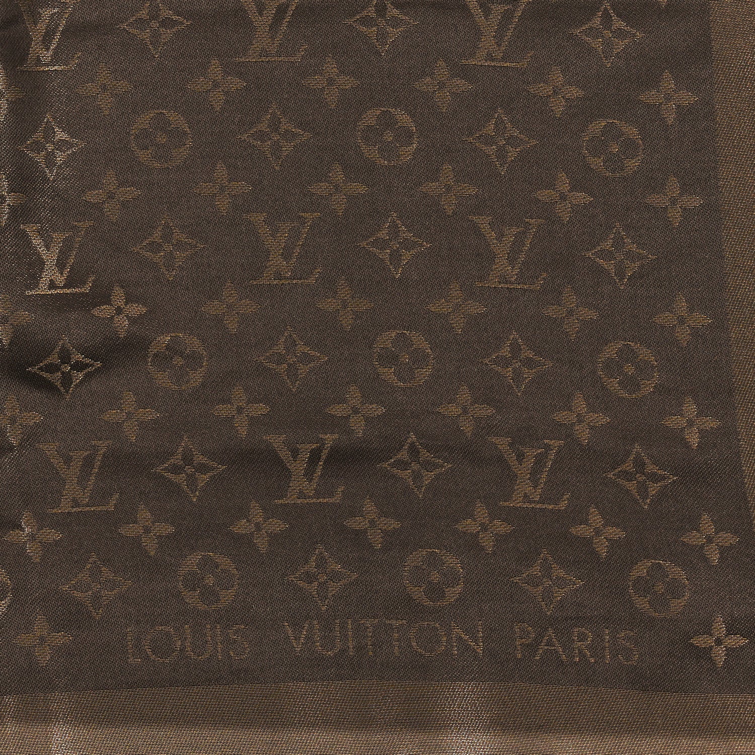 Louis Vuitton Silk Lurex Wool Monogram Shine Shawl Marron 2 of 3