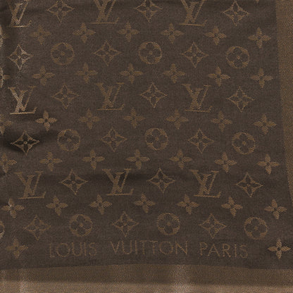 Louis Vuitton Silk Lurex Wool Monogram Shine Shawl Marron 2 of 3