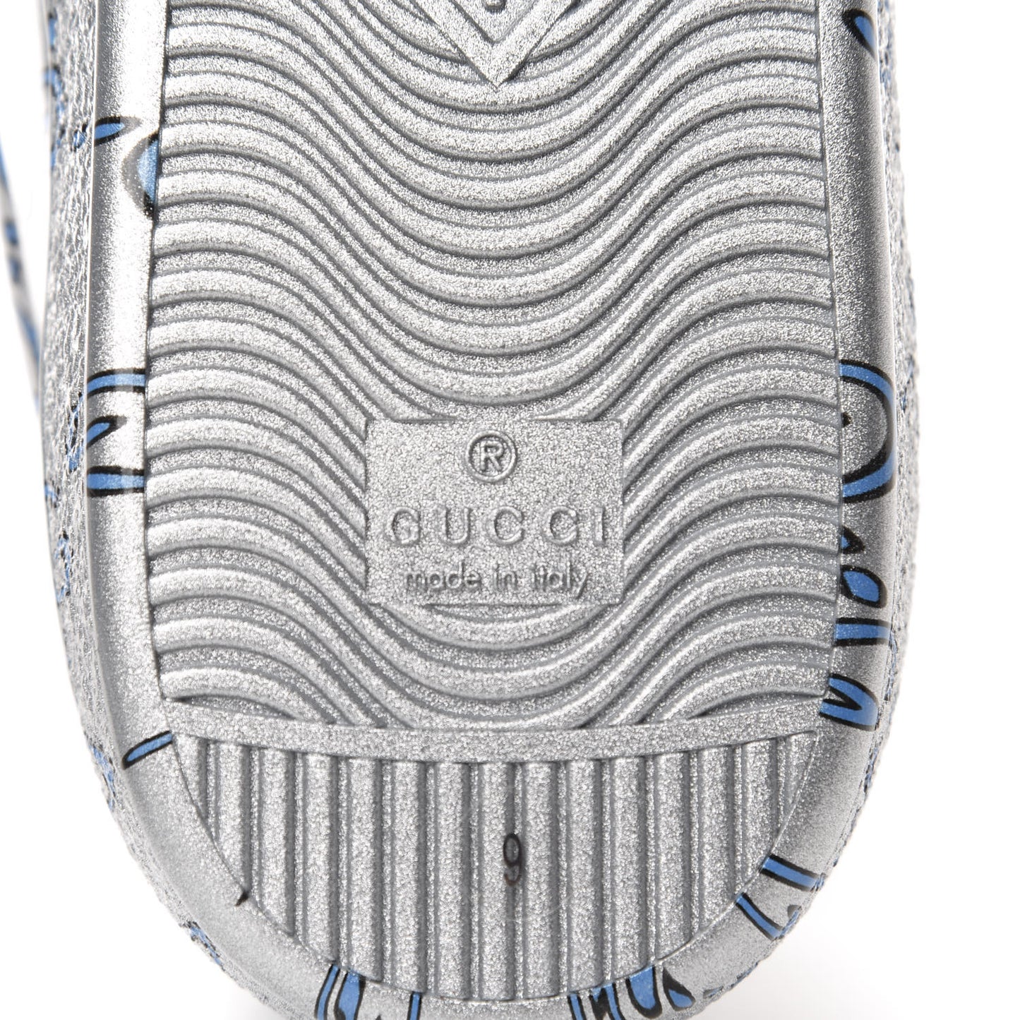 Miro Rubber Wax GucciGhost Print Mens New Ace Sneakers 9 Silver