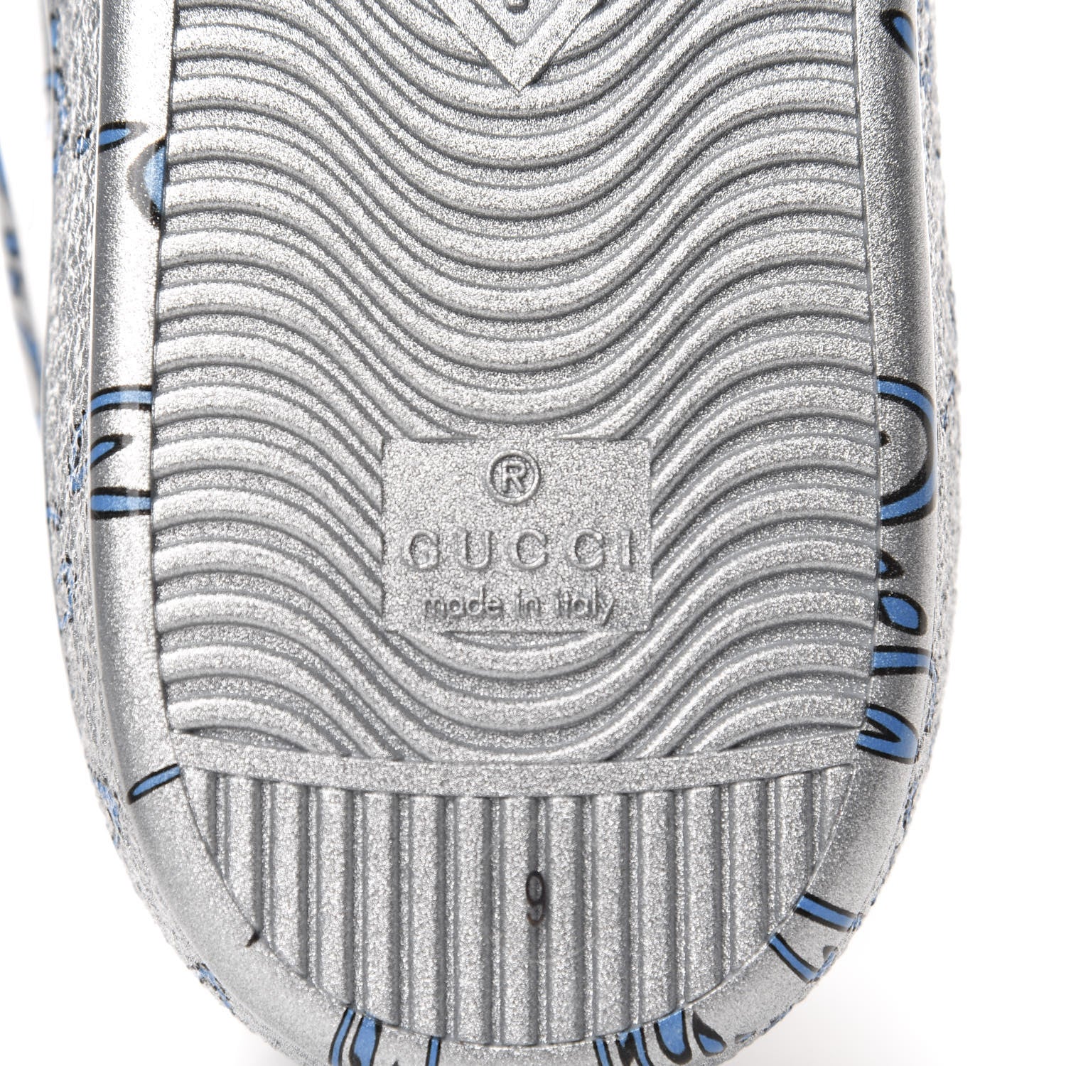 Gucci Miro Rubber Wax GucciGhost Print Mens New Ace Sneakers 9 Silver 8 of 9