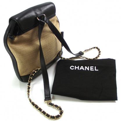 Chanel Leather Straw Backpack 3 of 9