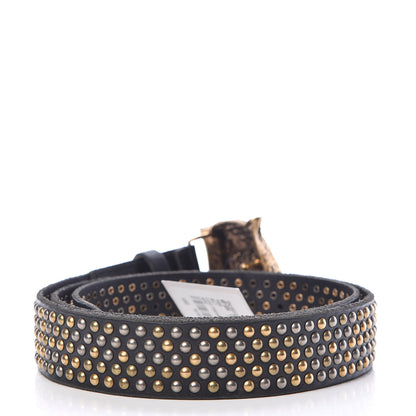 Gucci Calfskin Studded Feline Belt 110 44 Black 3 of 6