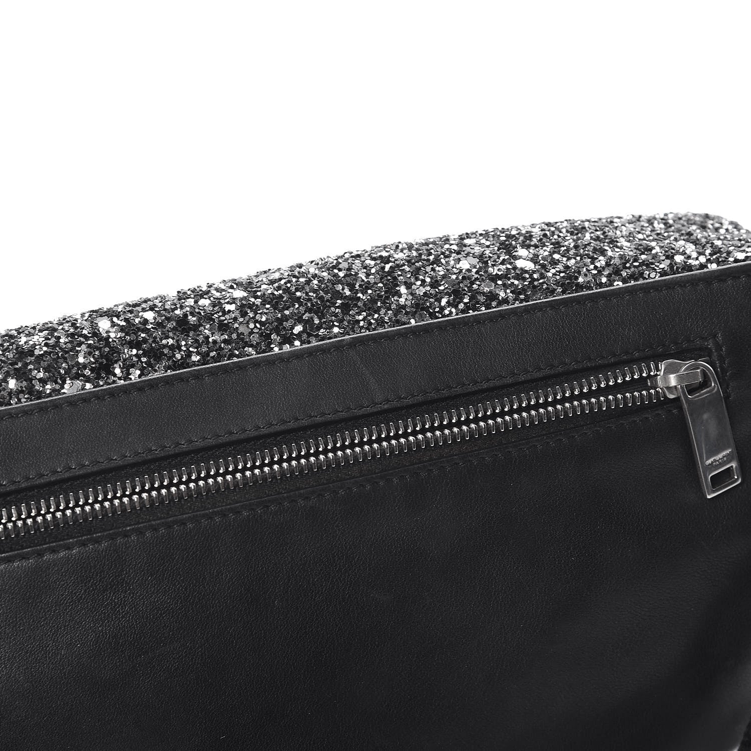 Saint Laurent Lambskin Glitter Belt Bag Metallic Black 7 of 8
