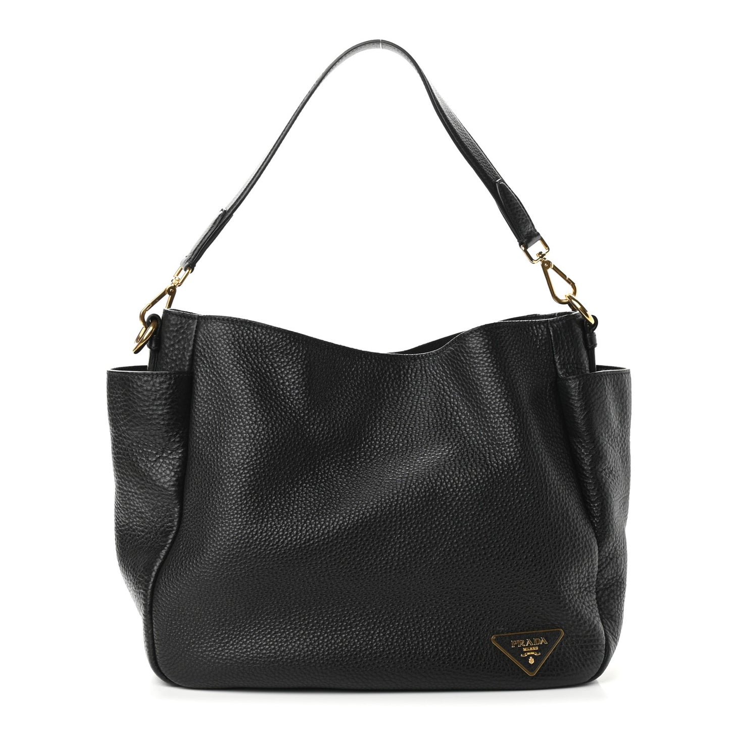 Vitello Daino Side Pocket Hobo Black