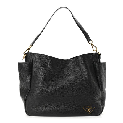 Prada Vitello Daino Side Pocket Hobo Black 1 of 10