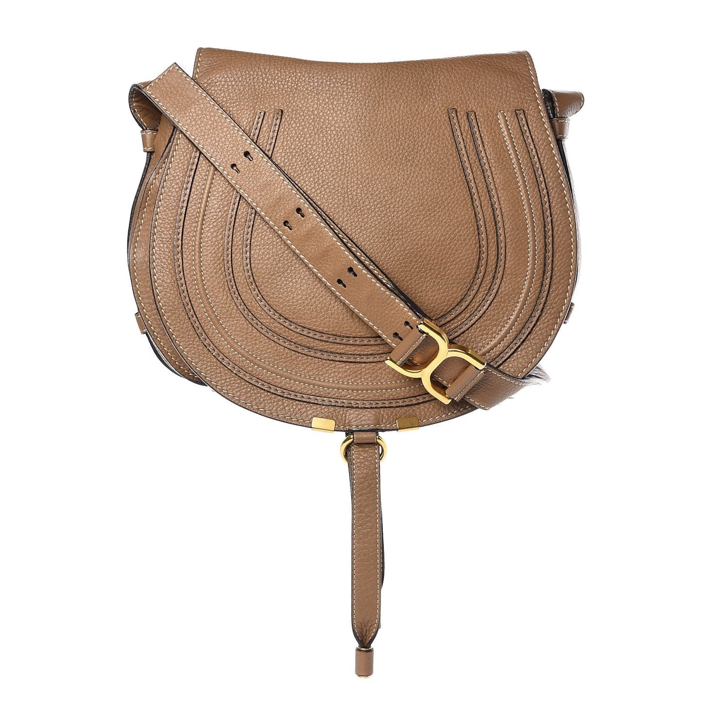 Calfskin Medium Marcie Round Crossbody Bag Nut